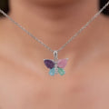Silver Colourfuls Butterfly Pendant With Link Chain – A Symbol of Freedom and Grace in Pure 925 Silver