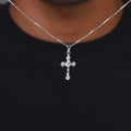 Silver Striped Cross Pendant with Box Chains For Him – Made with Pure 925 Silver
