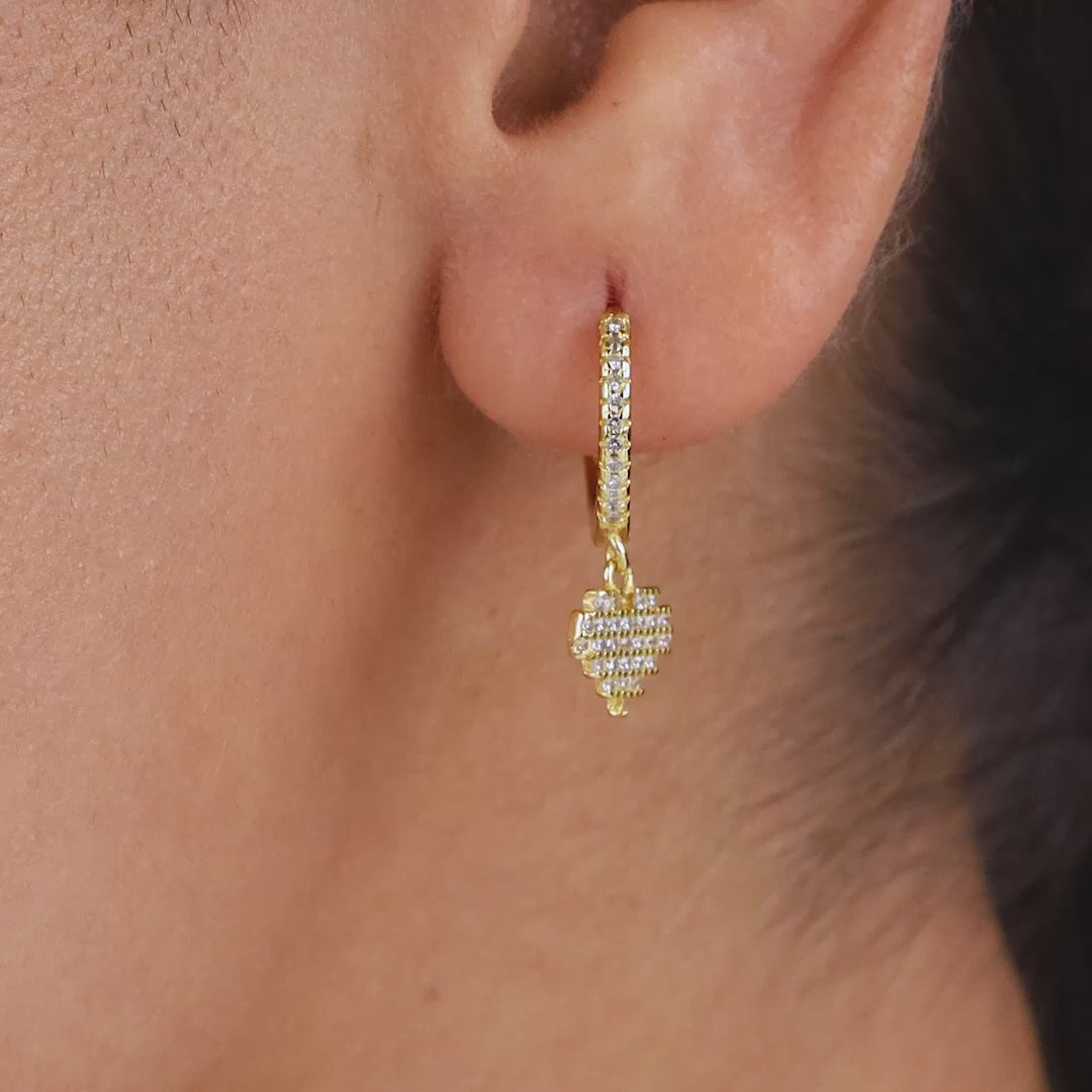 Golden Hanging Heart Hoop Earrings – Romantics Glow in Pure 925 Silver