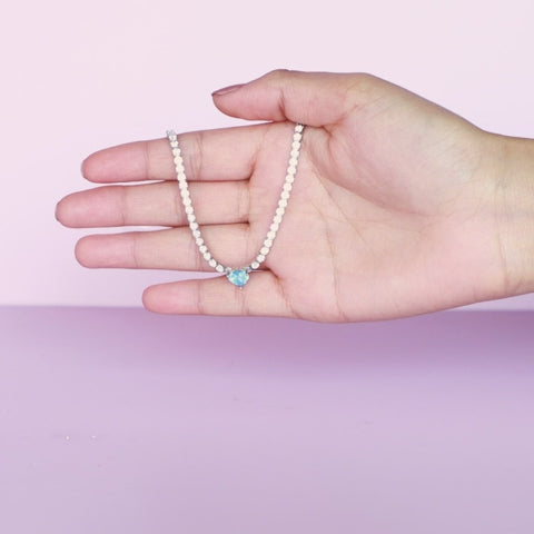 Silver Blue Hearts Choker Necklace – Bold Elegance in Pure 925 Silver