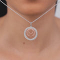 Dual Tones Luna Halo Pendant – Moonlit Grace in Pure 925 Silver
