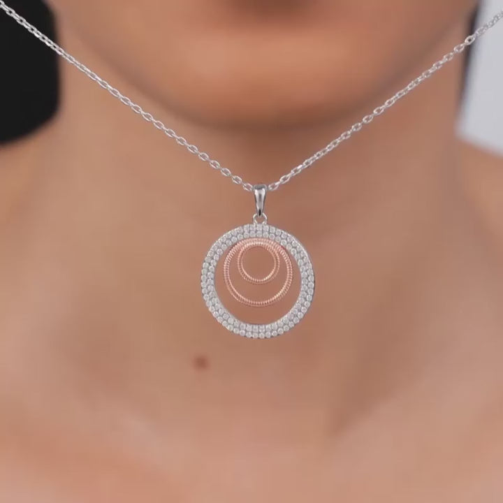 Dual Tones Luna Halo Pendant – Moonlit Grace in Pure 925 Silver