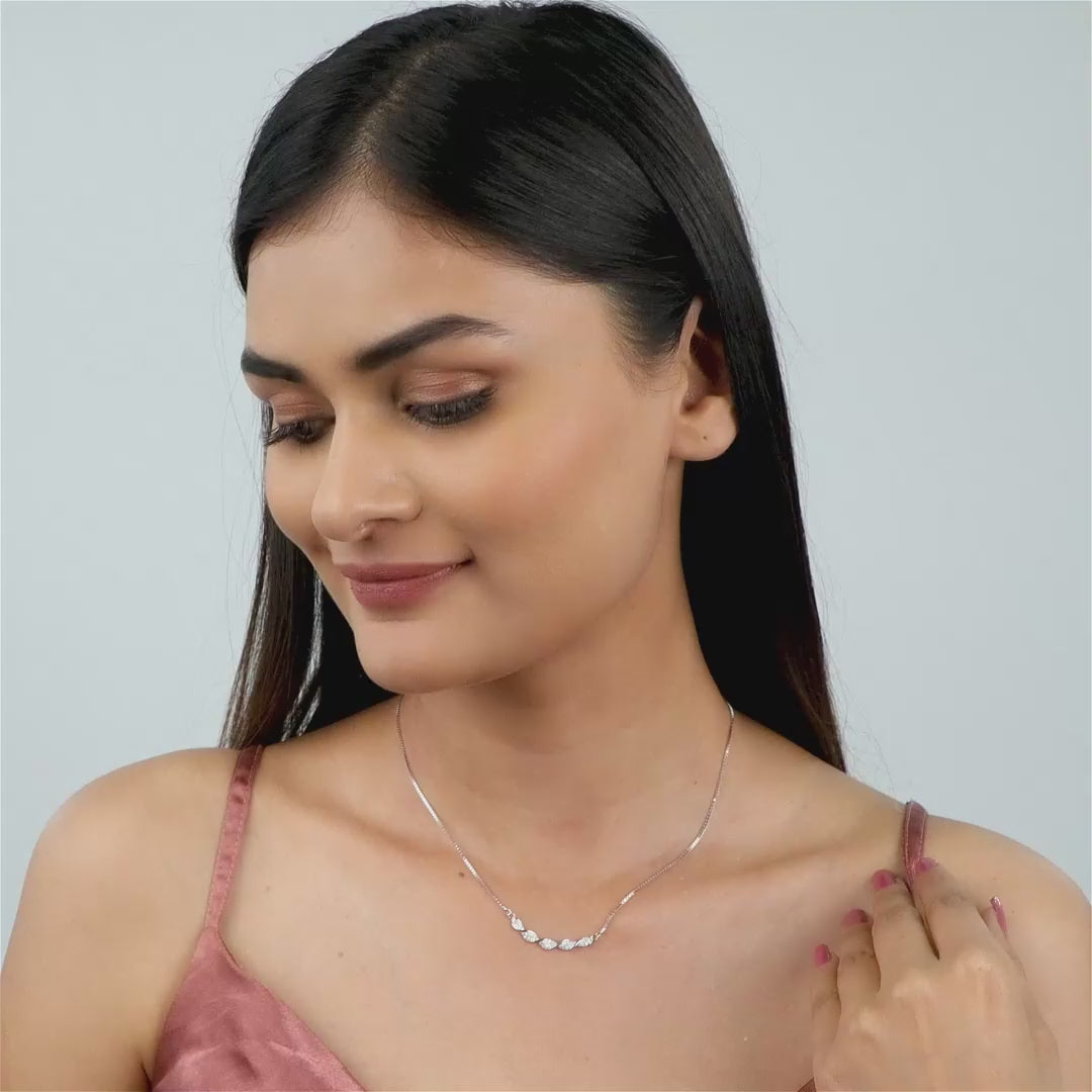 Silver Helix Zircons Necklace – Made with Pure 925 Silver