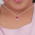 Silver Reds Flower Kids Pendant – A Bloom of Joy in Pure 925 Silver