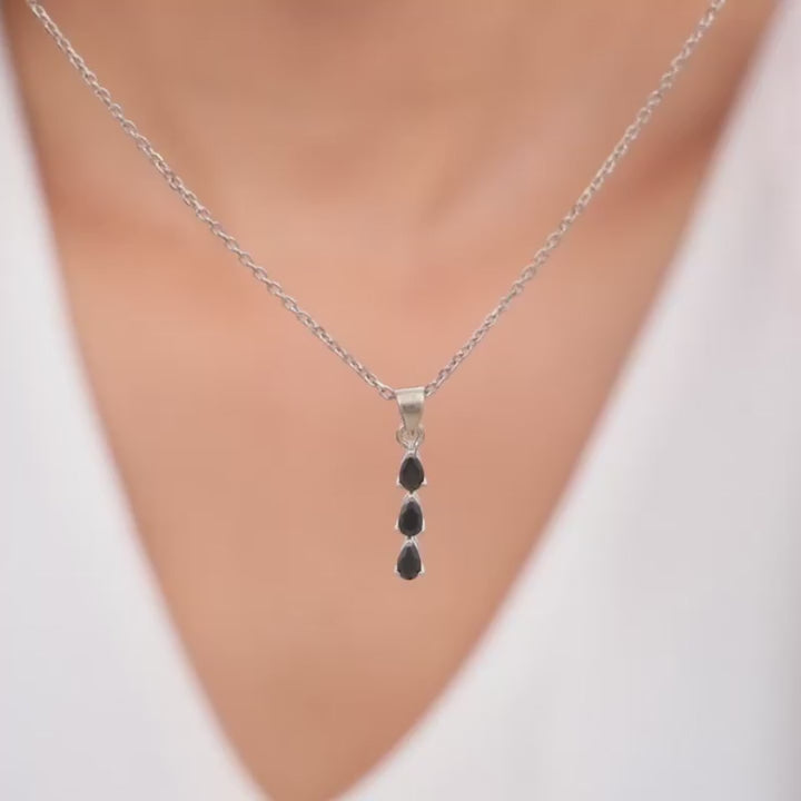 Silver Black Axis Pendants With Link Chain – Bold Balance in Pure 925 Silver