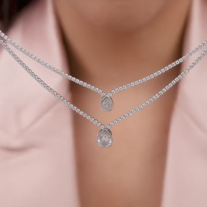 Anushkas Sharma Silver Layered Drop Necklace – Timeless Glamour in Pure 925 Silver