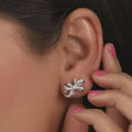 Silver Zircons Floral Knot Earrings – Eternal Grace in Pure 925 Silver