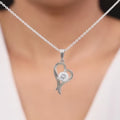 Silver Zircon Curl Heart Necklace with Link Chain – Made with Pures 925 Silver