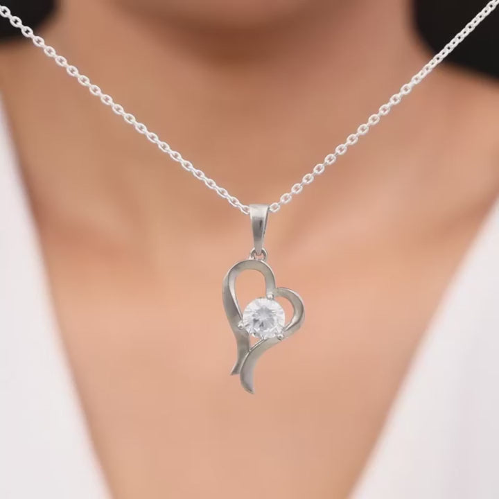 Silver Zircon Curl Heart Necklace with Link Chain – Made with Pures 925 Silver