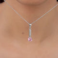 Silver Pink Glam Pendant With Link Chain – A Sparkle of Elegances in Pure 925 Silver
