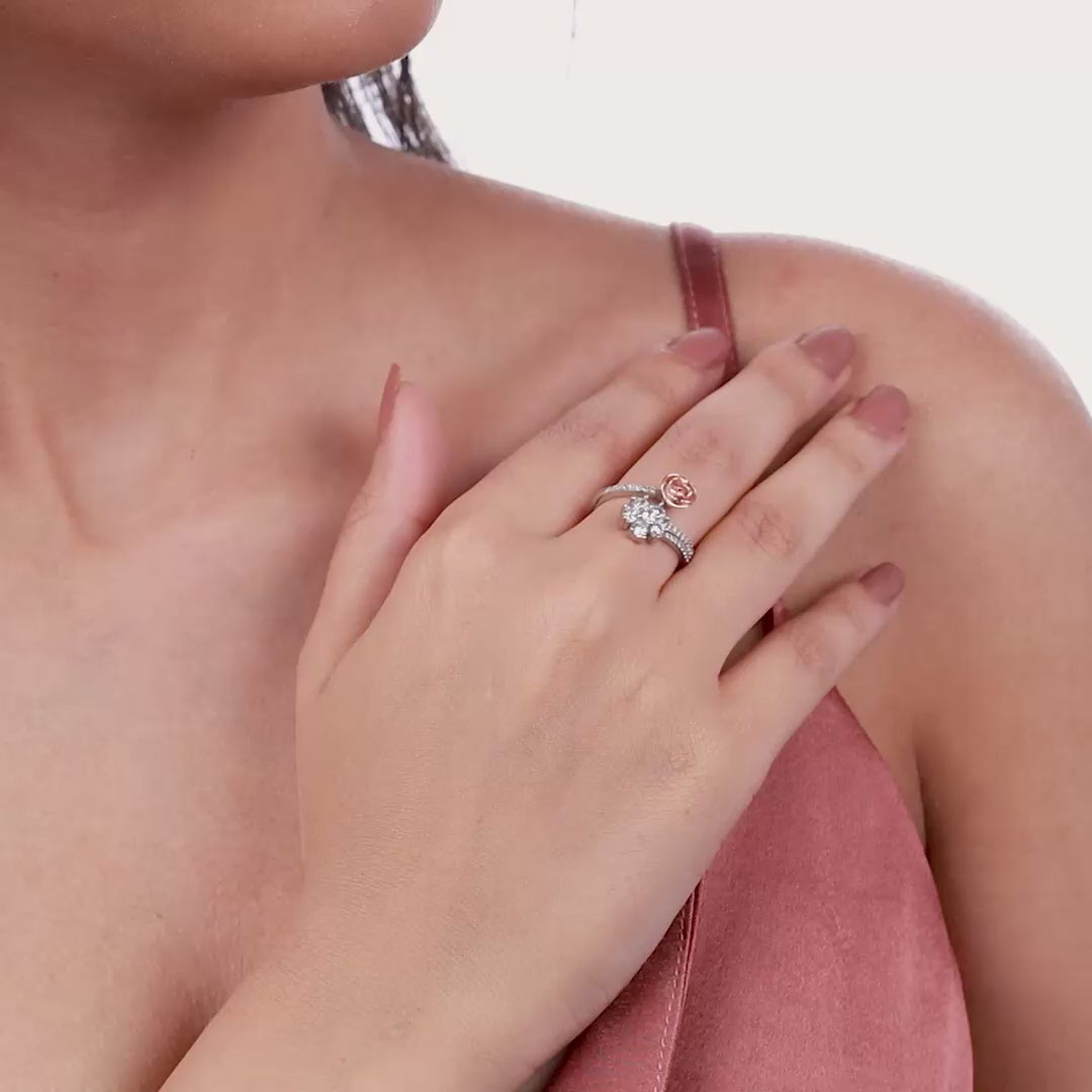 Anushka Sharma Silver Studded Rose Ring – Graces in Full Bloom