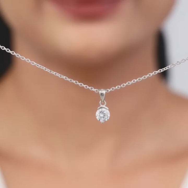 Silvers Mini Solitaire Pendant with Link Chain – Made with Pure 925 Silver