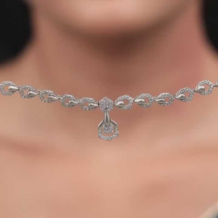 Silvers Glittering Hexagon Necklace – Made with Pure 925 Silver