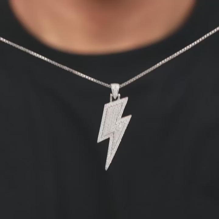 Silver Lightning Pendant With Box Chain For Him – Made with Pures 925 Silver